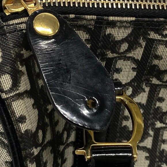 DIOR/ChristianDior Trotteur Cream Black PVC Patent Leather Handbag 674-082025 - Picture 10 of 14